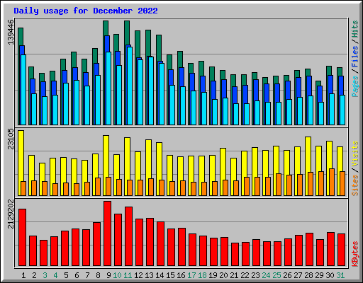 Daily usage for December 2022